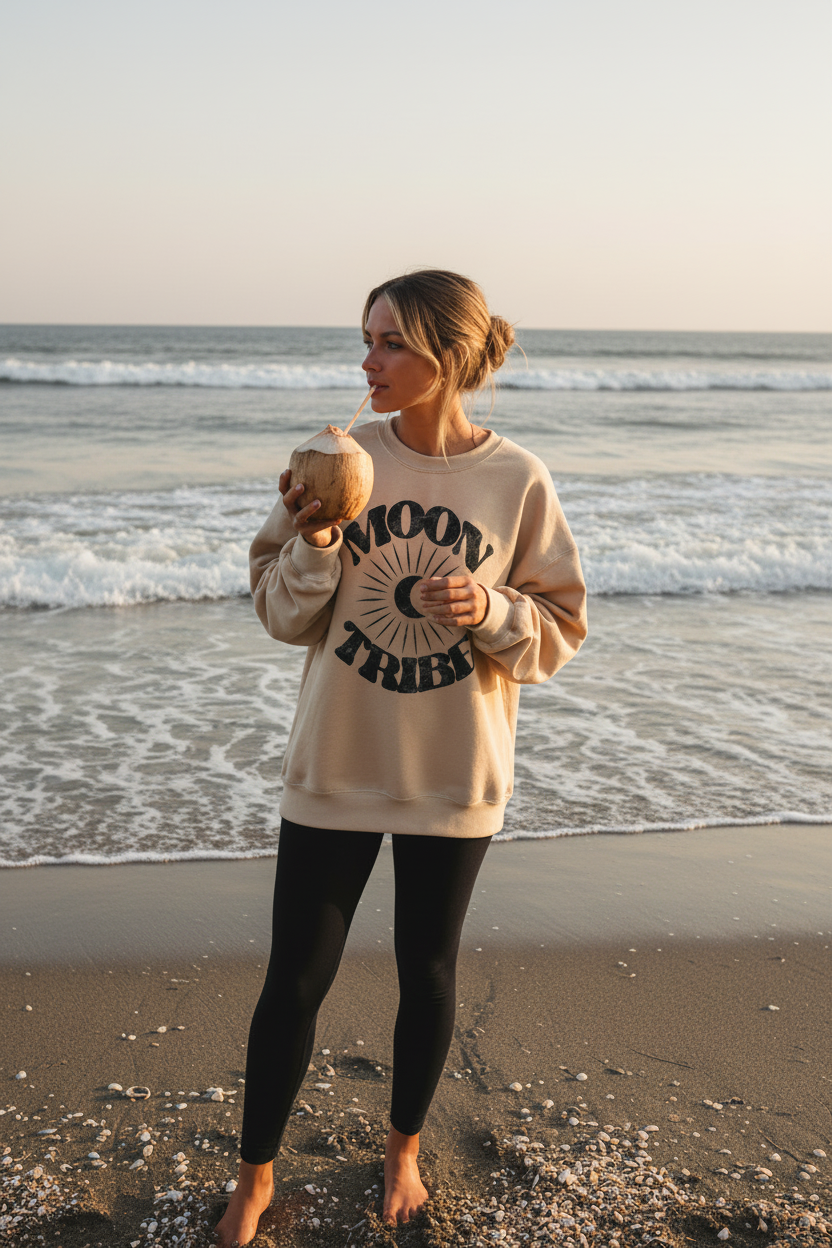 Lunar Essence Fleece Crew – Moon Tribe Graphic Sweatshirt