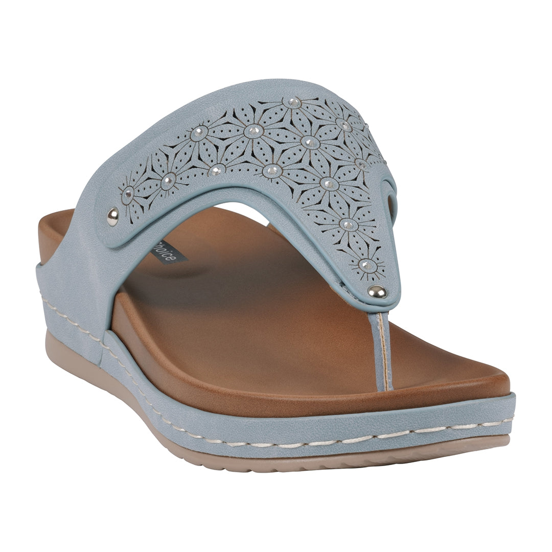 Women's Tani Royal Blue Thong Wedge Sandals