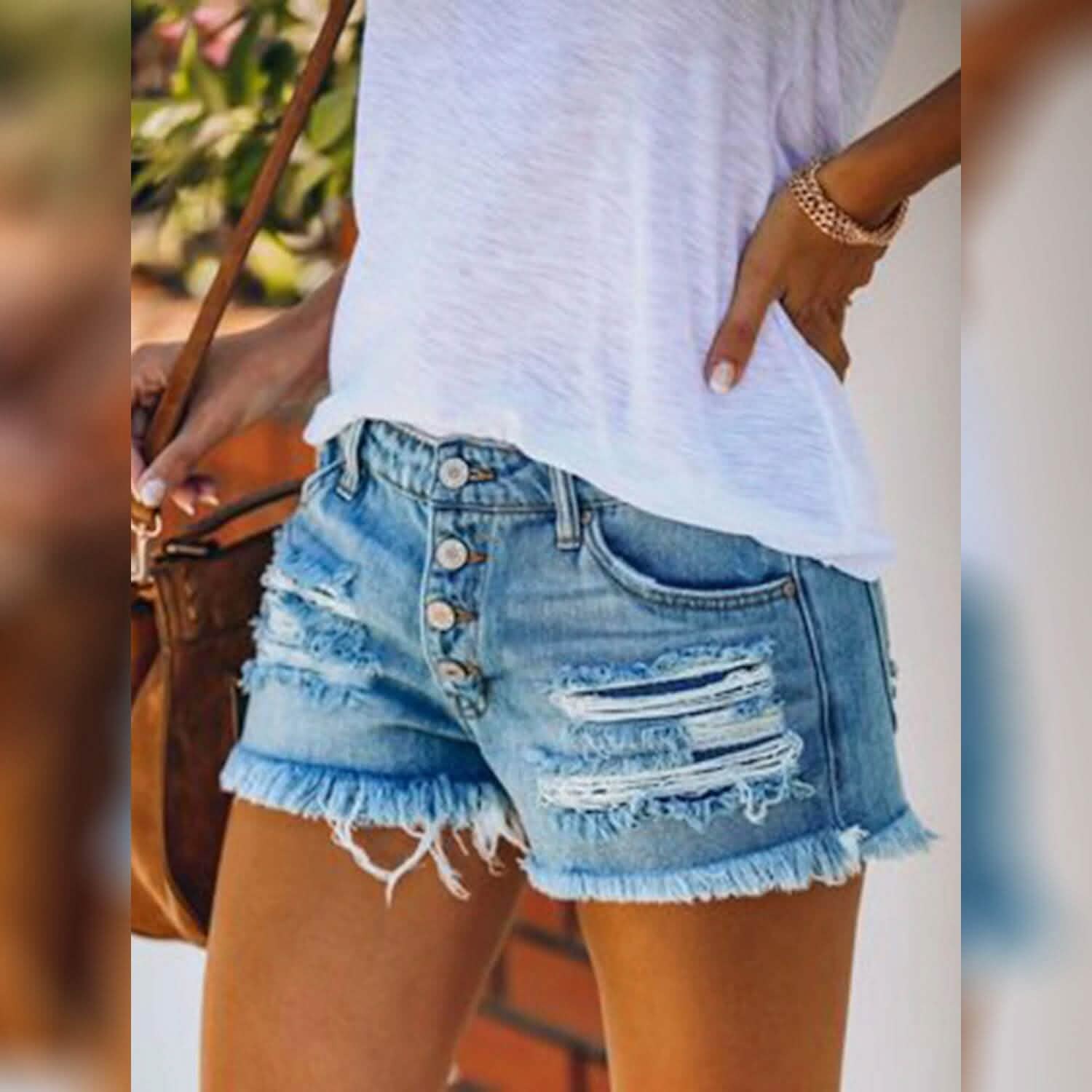 Women's Distressed Denim Shorts